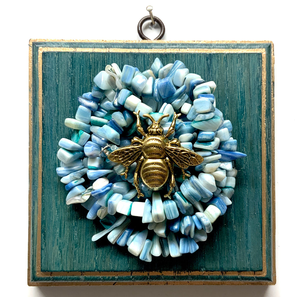 Blue Waxed Frame with Grande Bee on Necklace (5