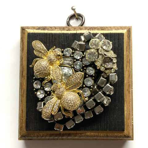 Bourbon Barrel Frame with Sparkle Bees on Brooch (3.25