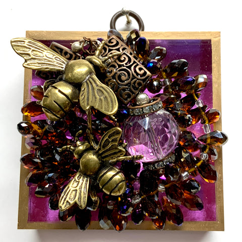Acrylic Frame with Bees on Necklace / Slight Imperfections (3