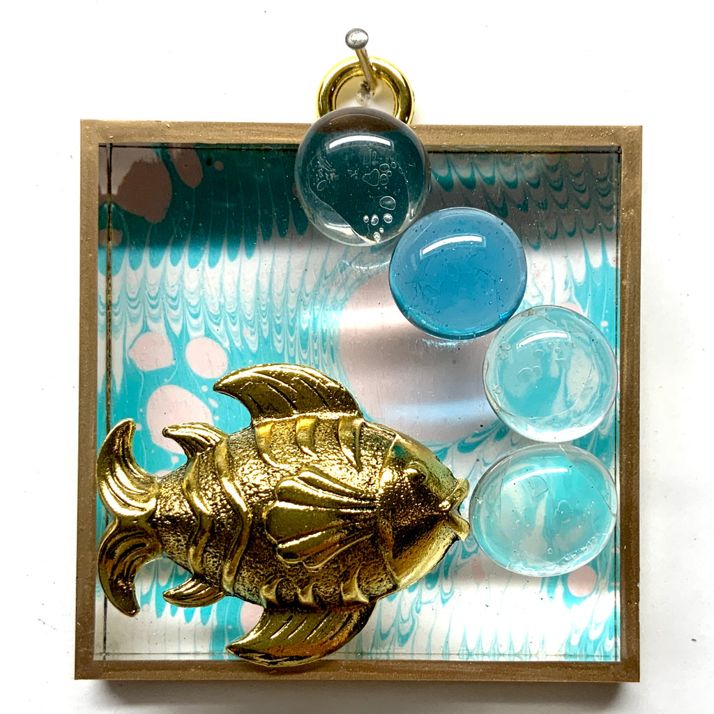 Acrylic Frame with Fish and Glass Beads / Slight Imperfections (3
