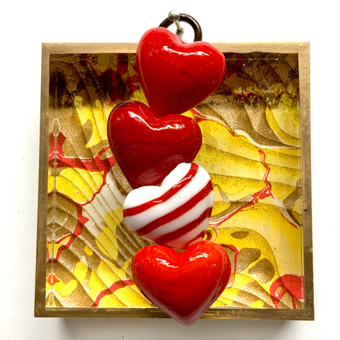 Acrylic Frame with Hearts on Marbled Paper / Slight Imperfections (3