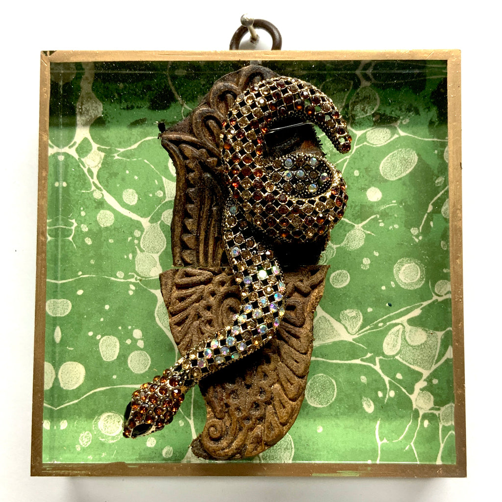 Acrylic Frame with Snake on Carved Wood / Slight Imperfections (4