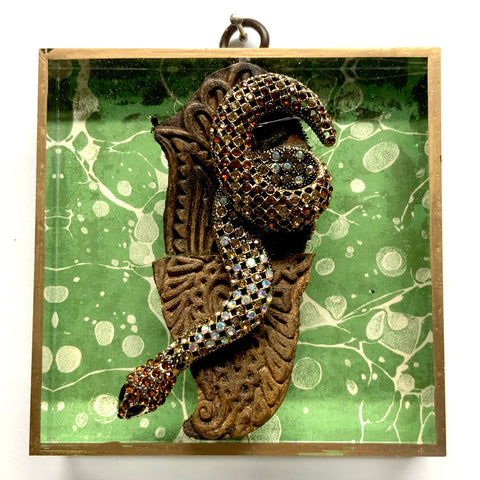 Acrylic Frame with Snake on Carved Wood / Slight Imperfections (4