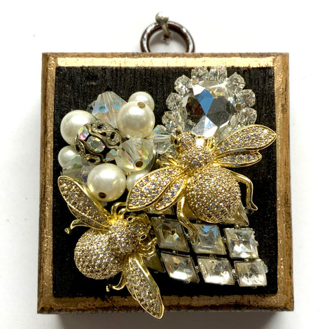 Bourbon Barrel Frame with Sparkle Bees on Brooch (2.5