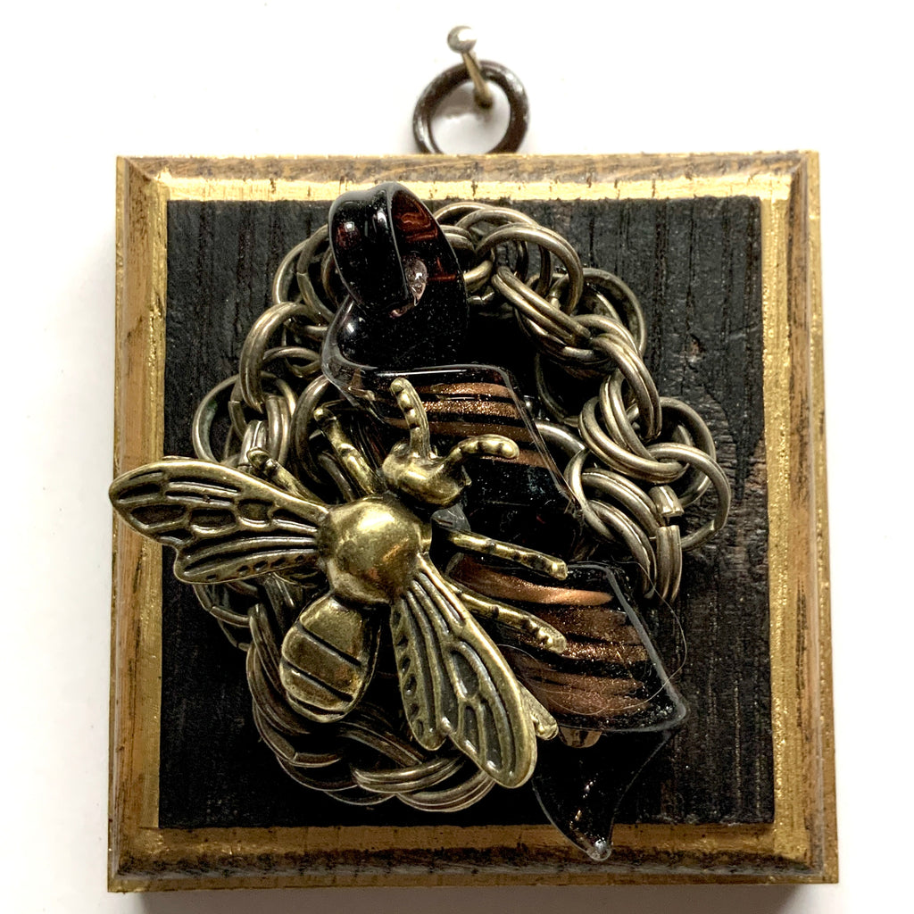 Bourbon Barrel Frame with Bee on Necklace (3.25