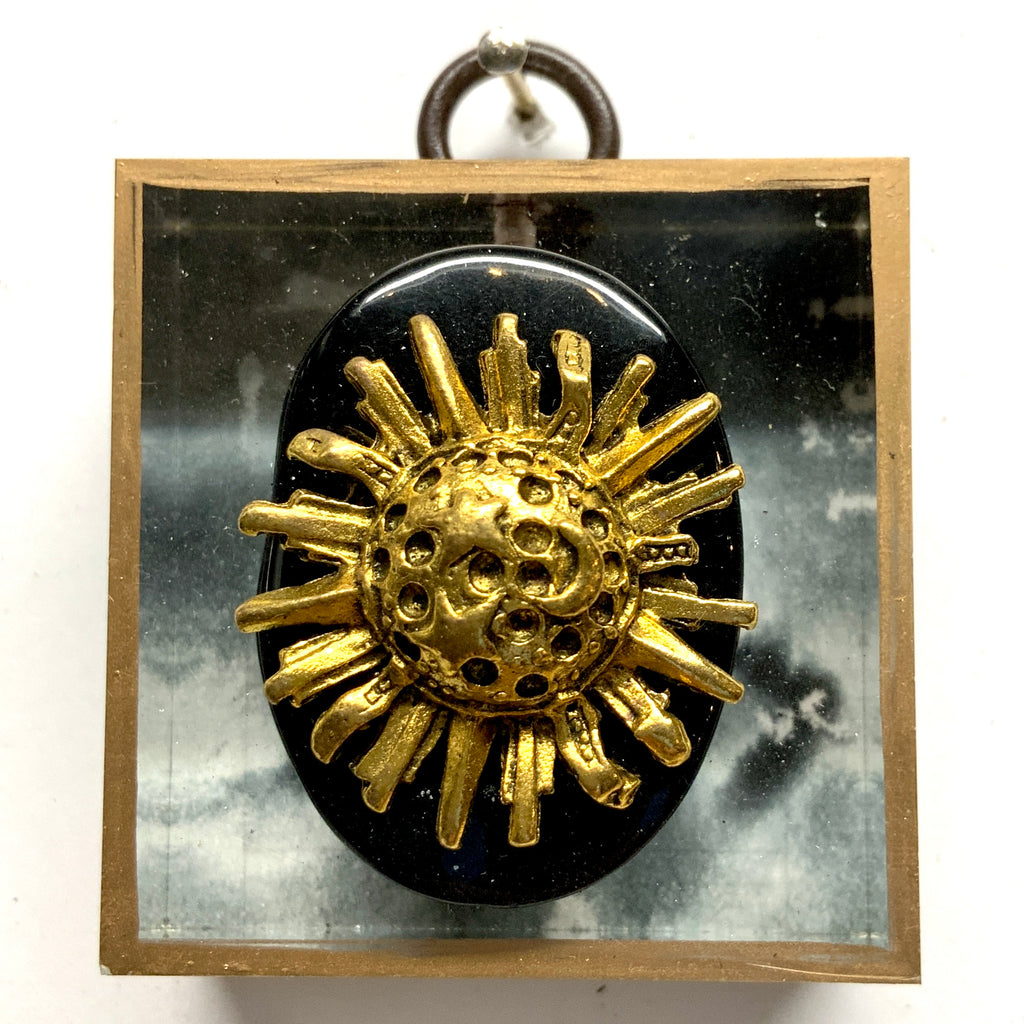 Acrylic Frame with Sun on Marbled Paper / Slight Imperfections (2