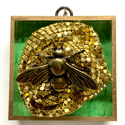 Acrylic Frame with Bee on Marbled Paper / Slight Imperfections (3