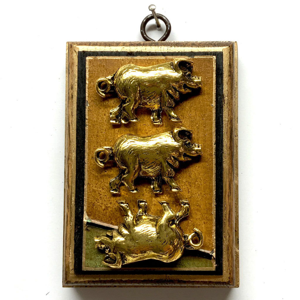 Bourbon Barrel Frame with 3 Pigs on Coromandel (3.25