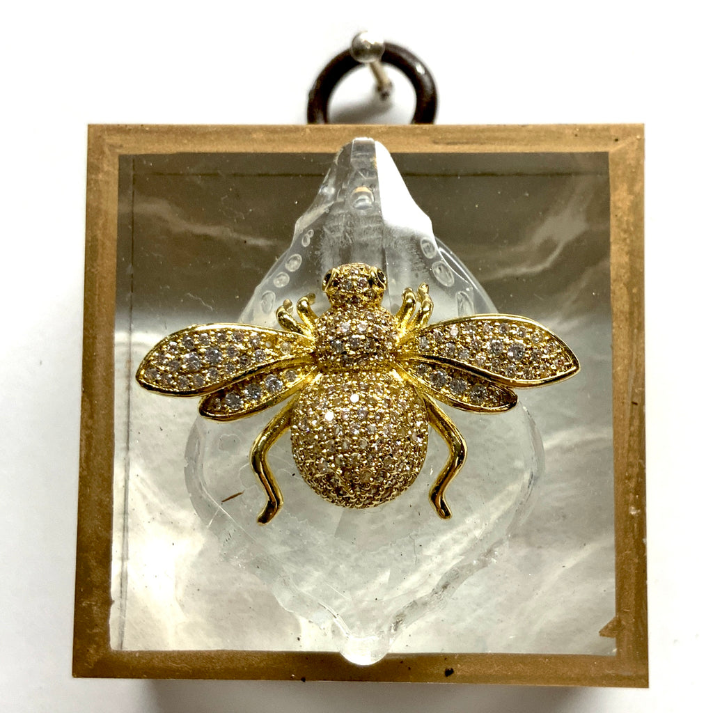 Acrylic Frame with Sparkle Bee on Crystal / Slight Imperfections (2