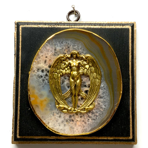 Black Waxed Frame with Angel on Agate (5