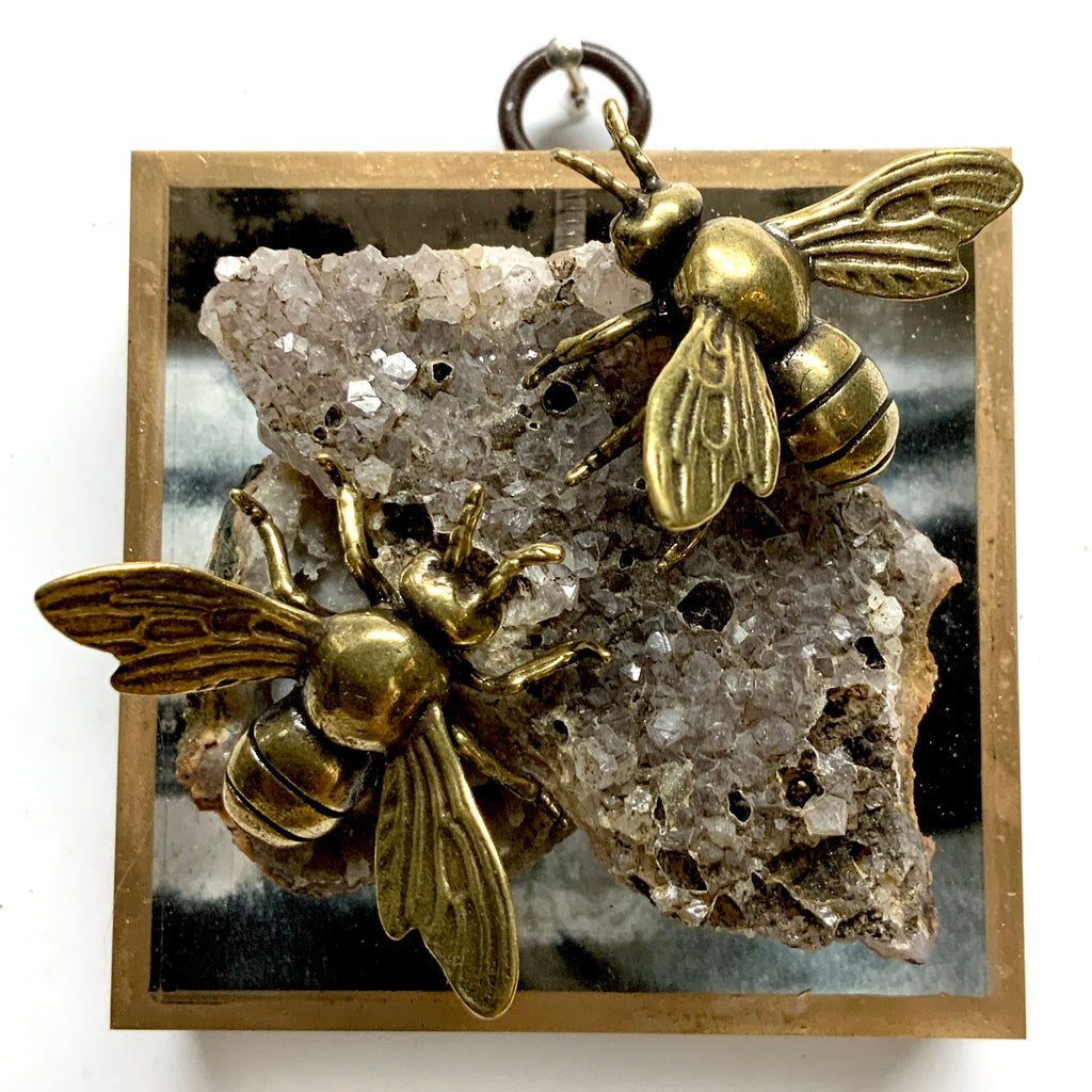 Acrylic Frame with Bees on Stone / Slight Imperfections (3