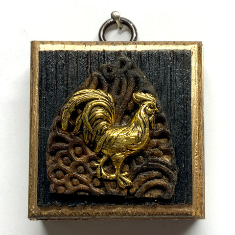 Bourbon Barrel Frame with Rooster on Carved Wood (2.5