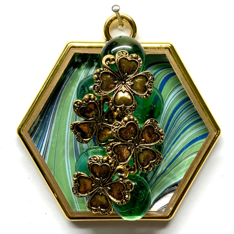 Acrylic Frame with Clovers on Glass Beads / Slight Imperfections (3.25