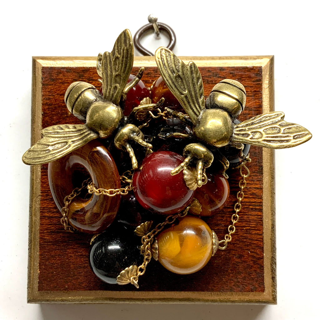 Wooden Frame with Bees on Necklace (3.25