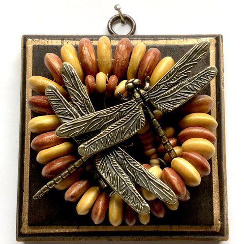 Wooden Frame with Dragonflies on Necklace (4