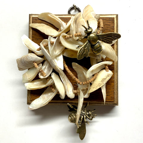 Wooden Frame with Bees on Necklace (4