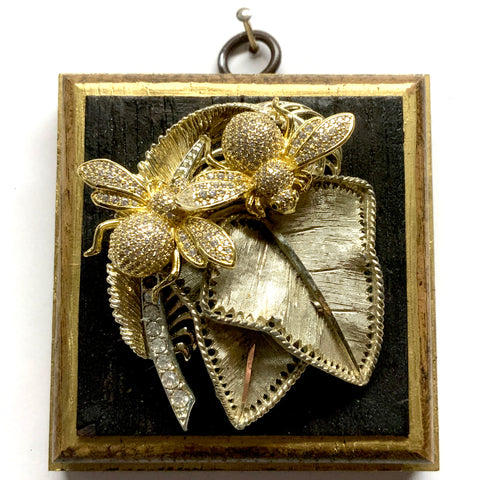 Bourbon Barrel Frame with Sparkle Bees on Brooch (3.25