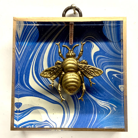 Acrylic Frame with Grande Bee on Marbled Paper / Slight Imperfections (3