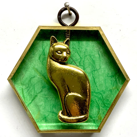 Acrylic Frame with Cat on Marbled Paper / Slight Imperfections (3.25