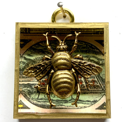 Acrylic Frame with Grande Bee on Marbled Paper / Slight Imperfections (2