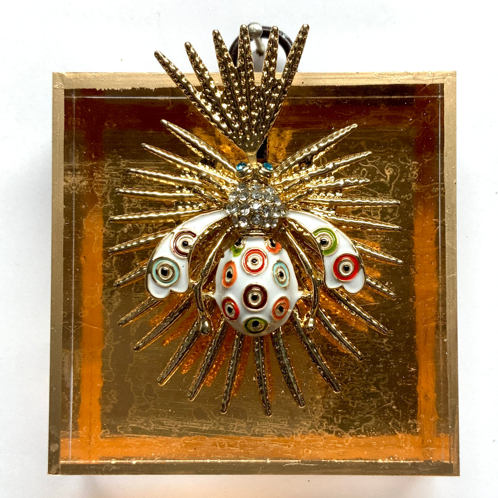 Acrylic Frame with Enameled Bee on Brooch / Slight Imperfections (3