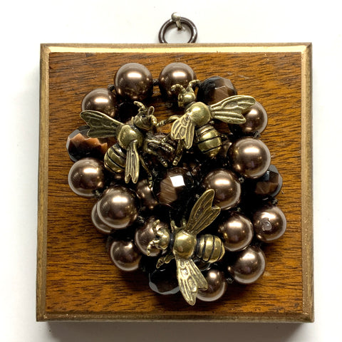 Wooden Frame with Bees on Necklace (4