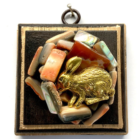 Wooden Frame with Bunny on Necklace (3.25