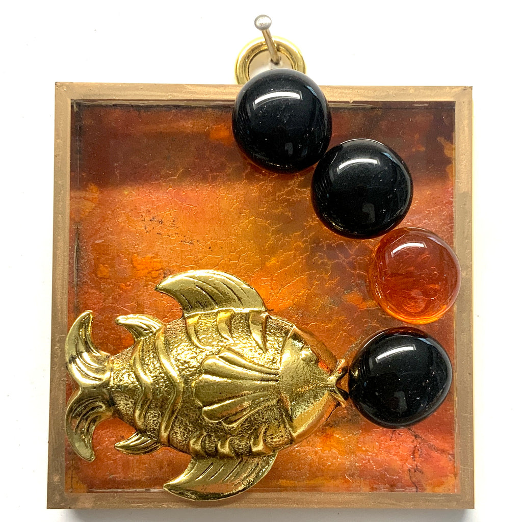 Acrylic Frame with Fish and Glass Beads / Slight Imperfections (3