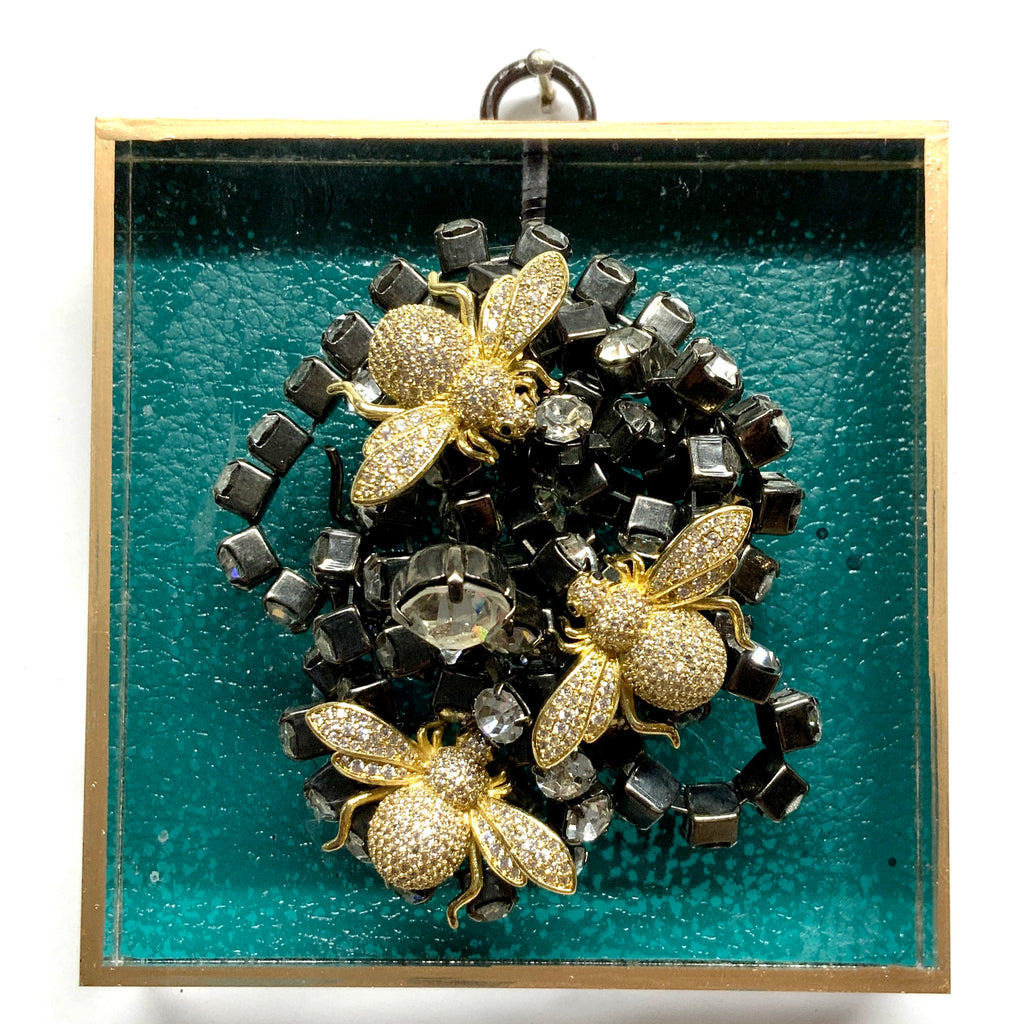 Acrylic Frame with Sparkle Bees on Necklace / Slight Imperfections (4