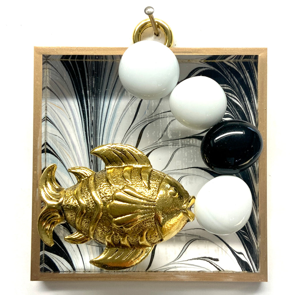 Acrylic Frame with Fish and Glass Beads / Slight Imperfections (3