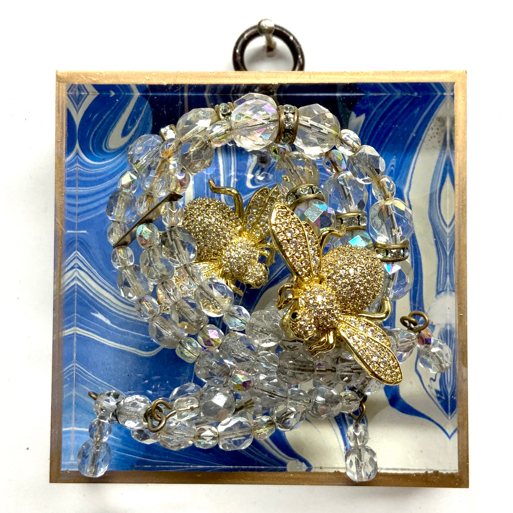 Acrylic Frame with Sparkle Bees on Necklace / Slight Imperfections (3