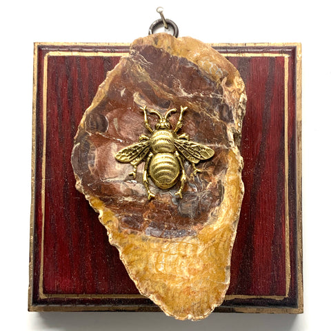 Red Waxed Frame with Grande Bee on Petrified Wood (5