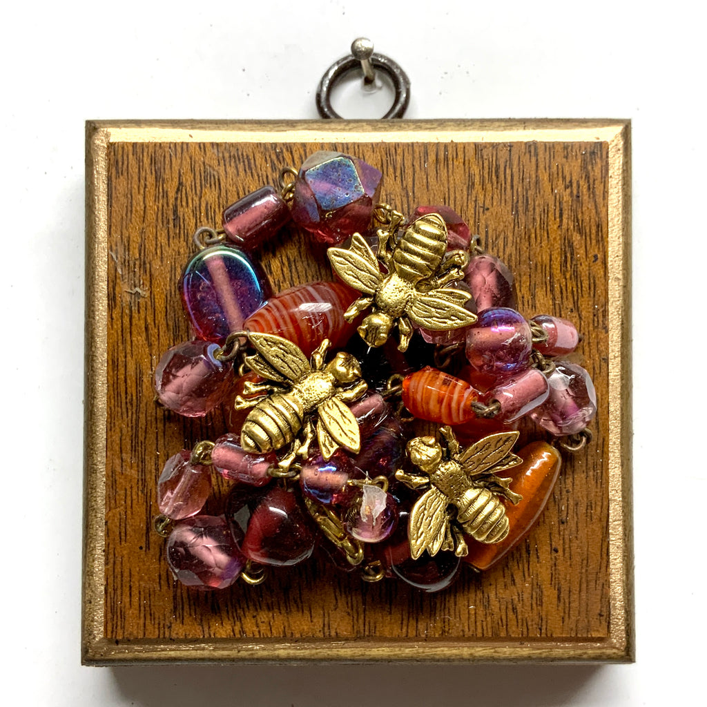 Wooden Frame with Napoleonic Bees on Necklace (3.25