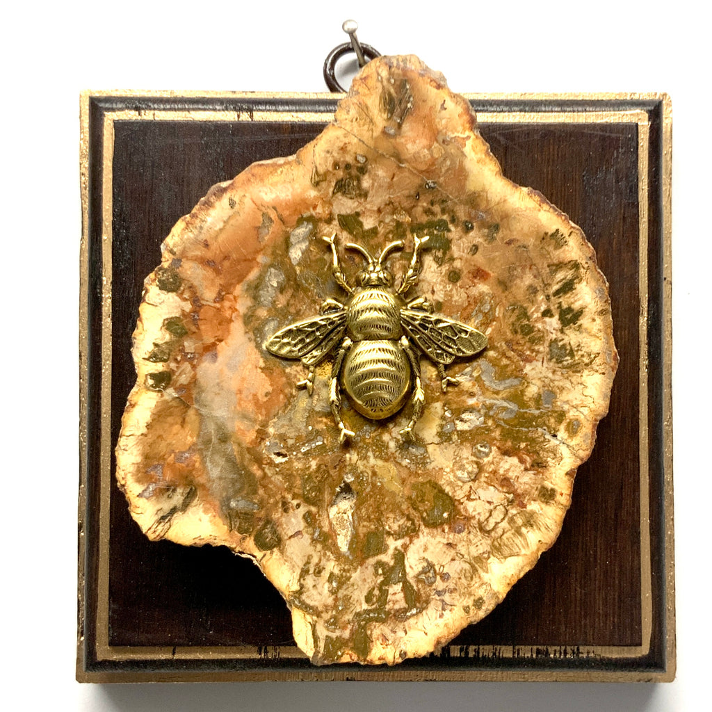 Wooden Frame with Grande Bee on Petrified Wood (5