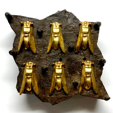 Carved Wooden Block Frame with Cicadas (5