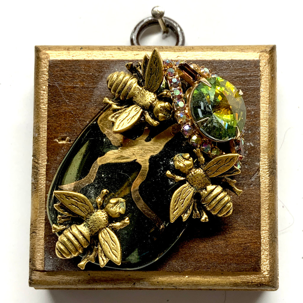 Wooden Frame with Napoleonic Bees on Brooch (2.5