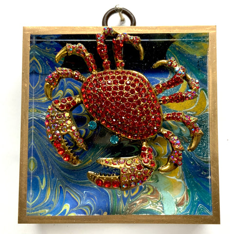 Acrylic Frame with Crab on Marbled Paper / Slight Imperfections (3