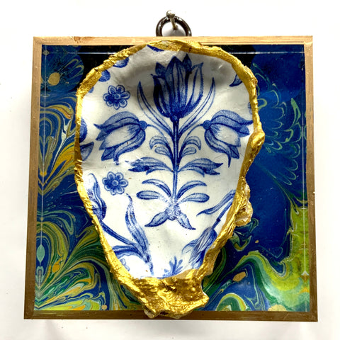 Acrylic Frame with Oyster Shell on Marbled Paper / Slight Imperfections (4