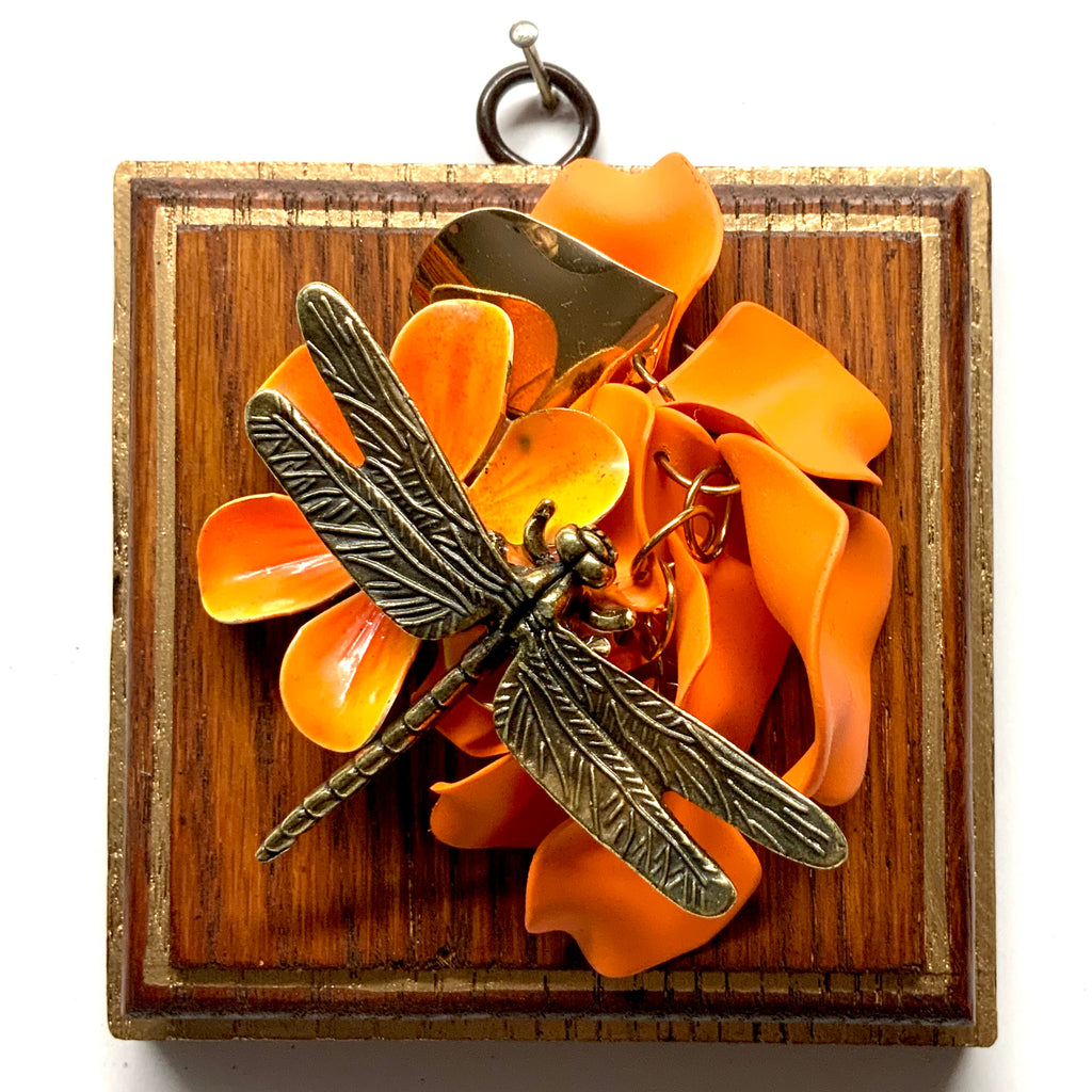 Orange Waxed Frame with Dragonfly on Necklace (4