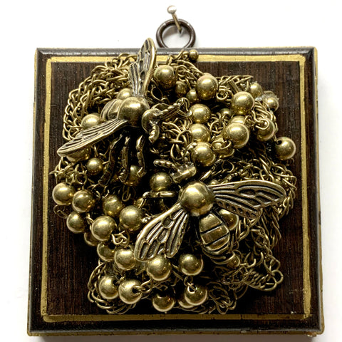 Wooden Frame with Bees on Necklace (4