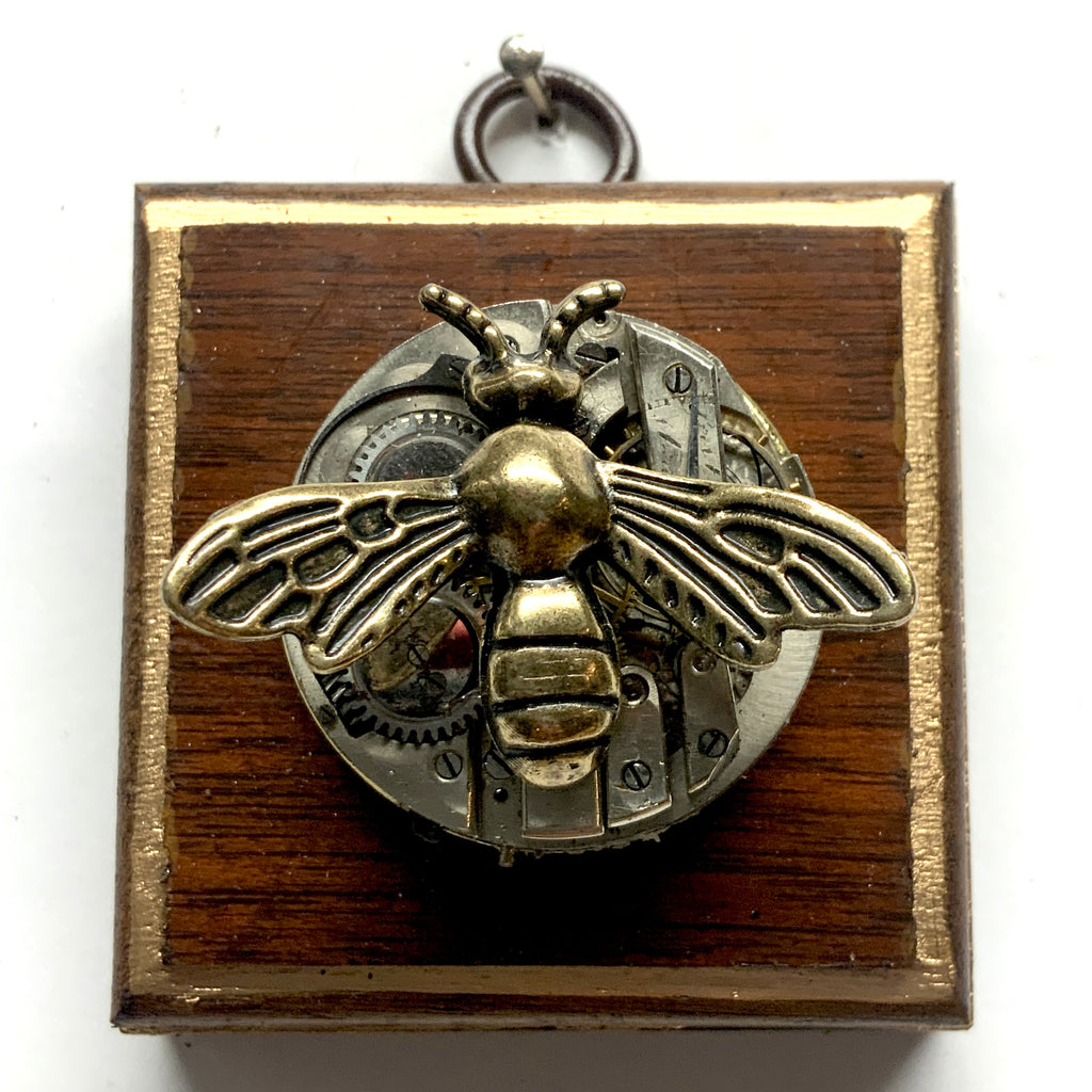 Wooden Frame with Bee on Watch Movement (2.5
