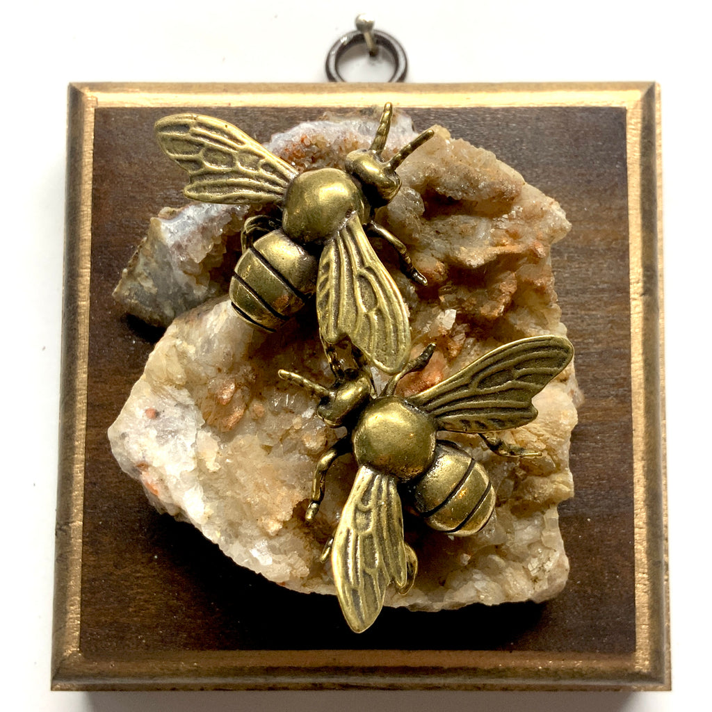 Wooden Frame with Bees on Stone (4
