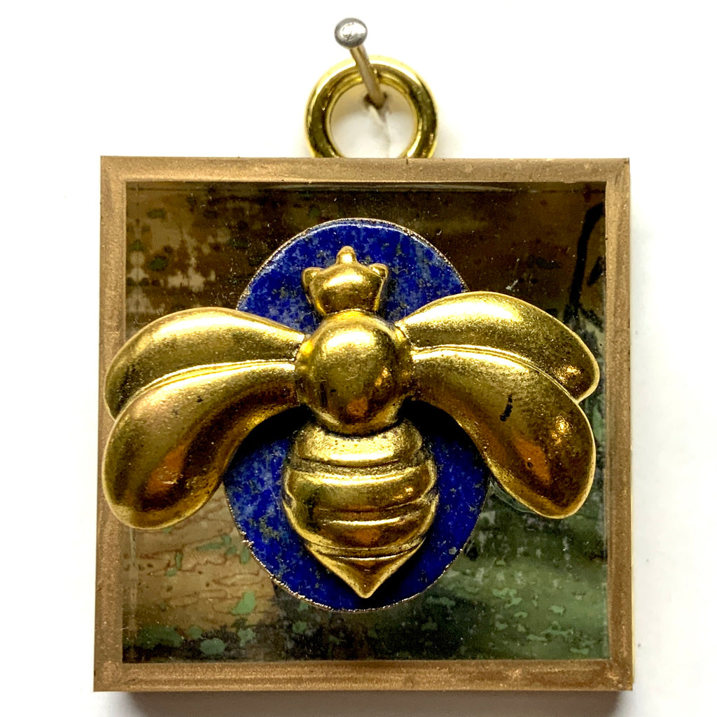Acrylic Frame with Deco Bee on Lapis / Slight Imperfections (2