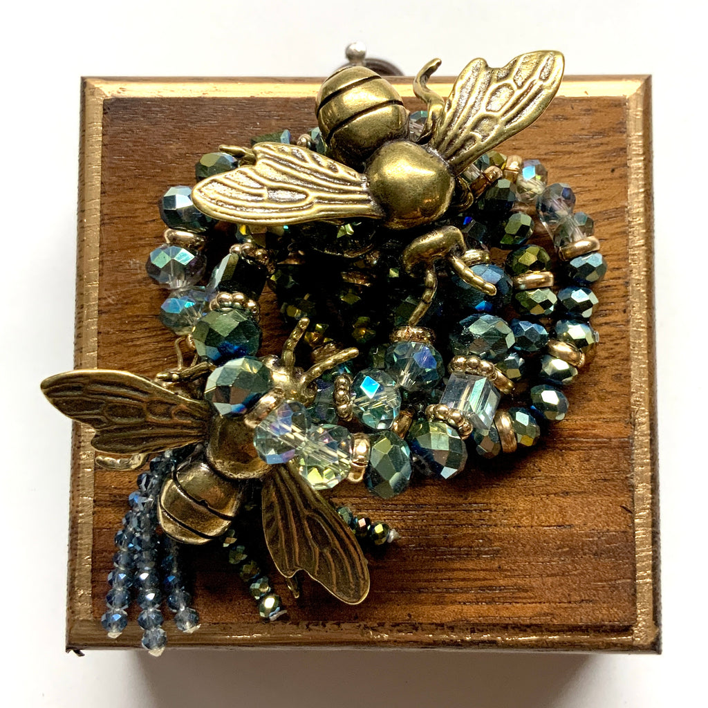 Wooden Frame with Bees on Necklace (3.25