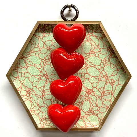Acrylic Frame with Hearts on Marbled Paper / Slight Imperfections (4