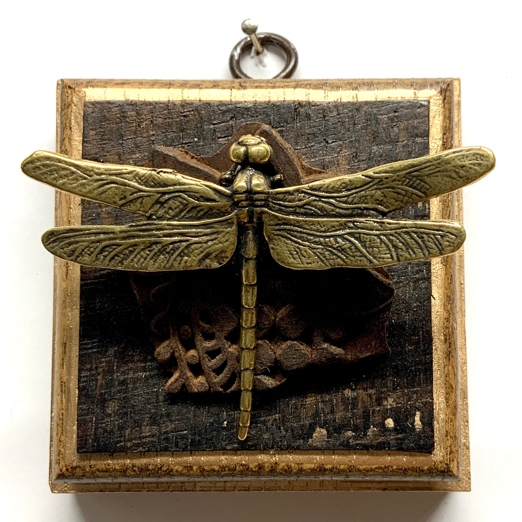 Bourbon Barrel Frame with Dragonfly on Carved Wood (3.25