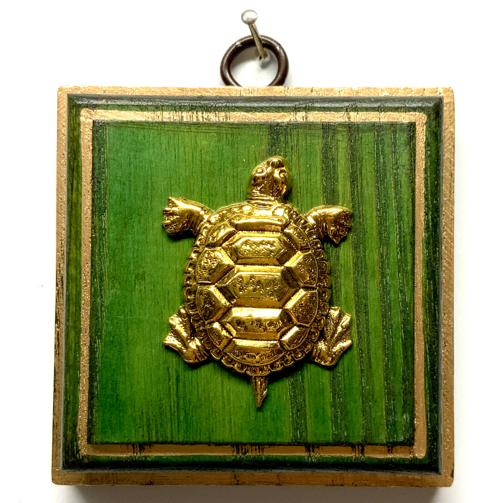 Green Waxed Frame with Turtle (3.25” wide)
