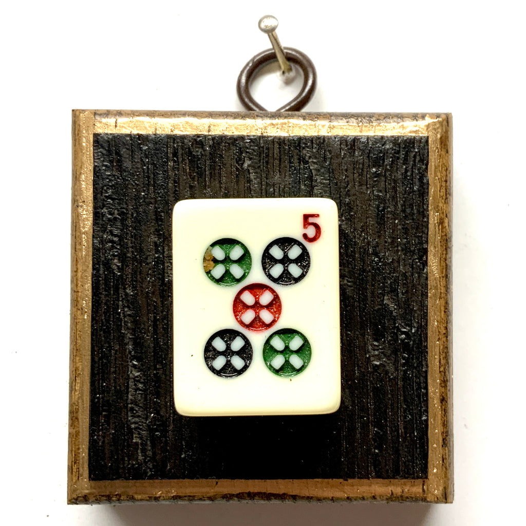 Bourbon Barrel Frame with 5 Dot Mahjong Tile (2.5” wide)