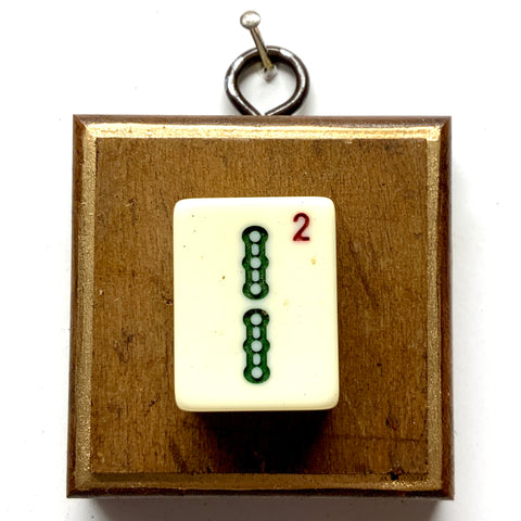 Wooden Frame with 2 Bam Mahjong Tile (2.5” wide)