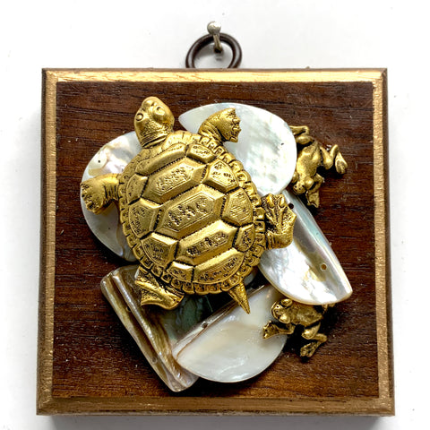 Wooden Frame with Turtle and Frogs (3.25